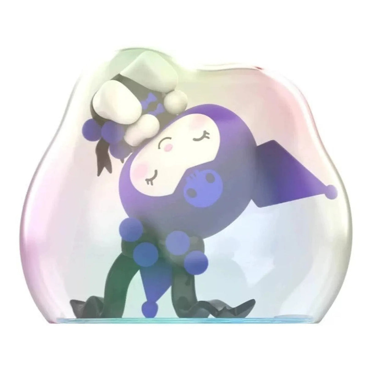 KUROMI figure inside a pastel translucent display design; series design example | KikiBuddies