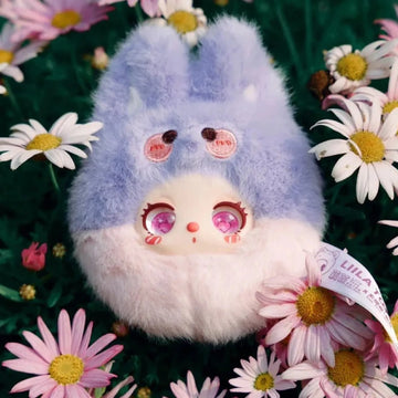 Liila's Garden Tea Party Mini Plush Blind Box — Purple bunny-costume Liila MINI plush example among flowers