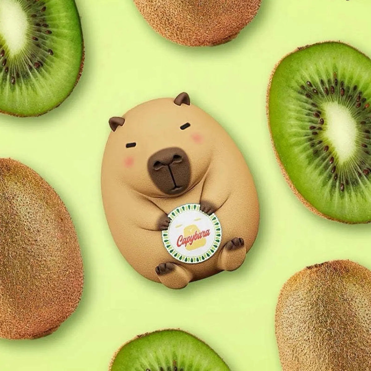 Capybara figure with a kiwi-inspired detail; series design example | KikiBuddies
