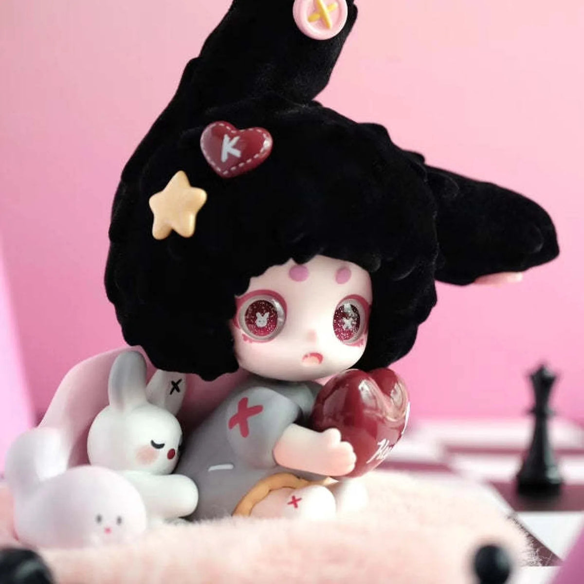 Keeno Mysterious Treasure Series V2 PVC Figures, Blind Box — Black witch-hat Keeno figure example; series example, not guaranteed selection