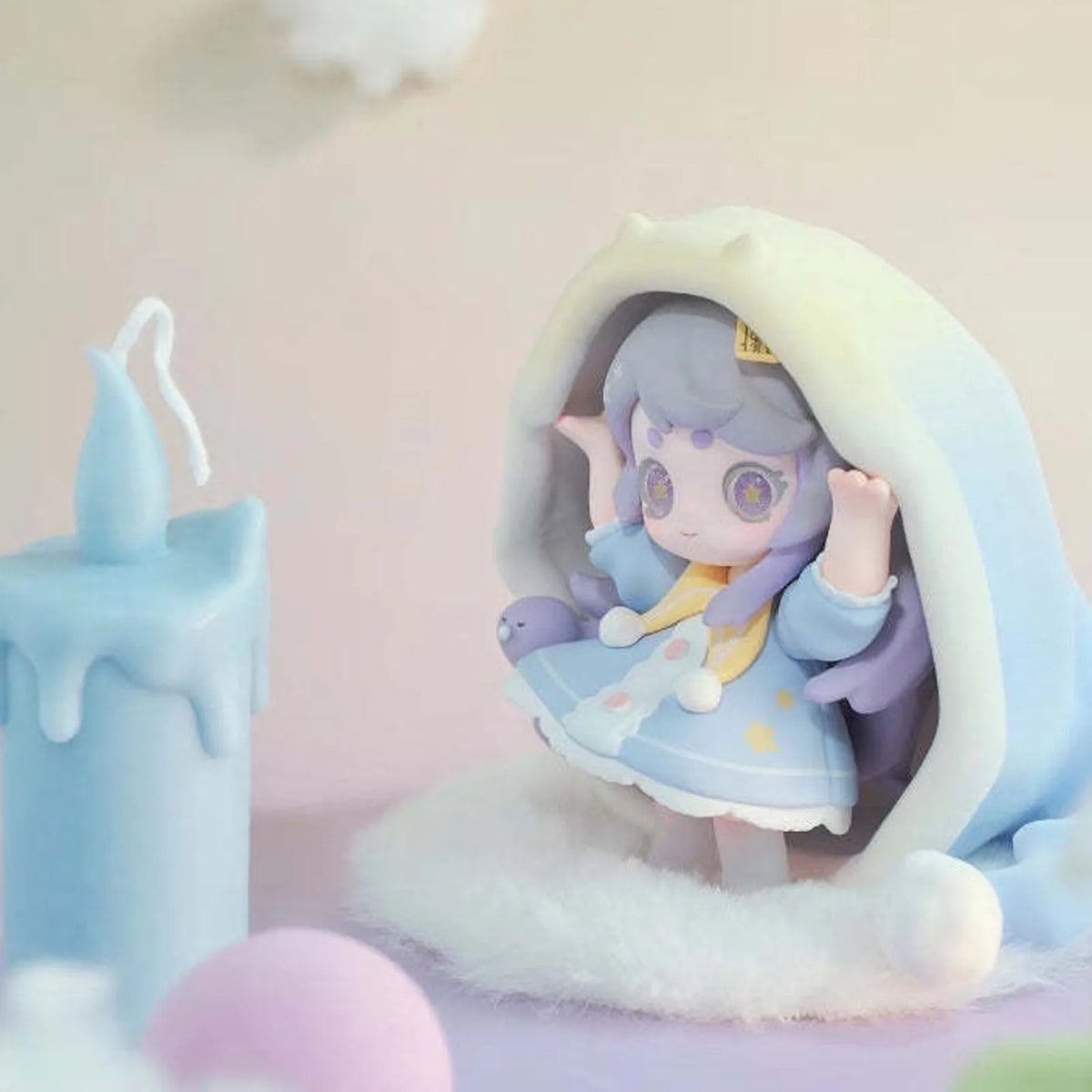 Keeno Mysterious Treasure Series V2 PVC Figures, Blind Box — Pale hooded Keeno figure example; series example, not guaranteed selection
