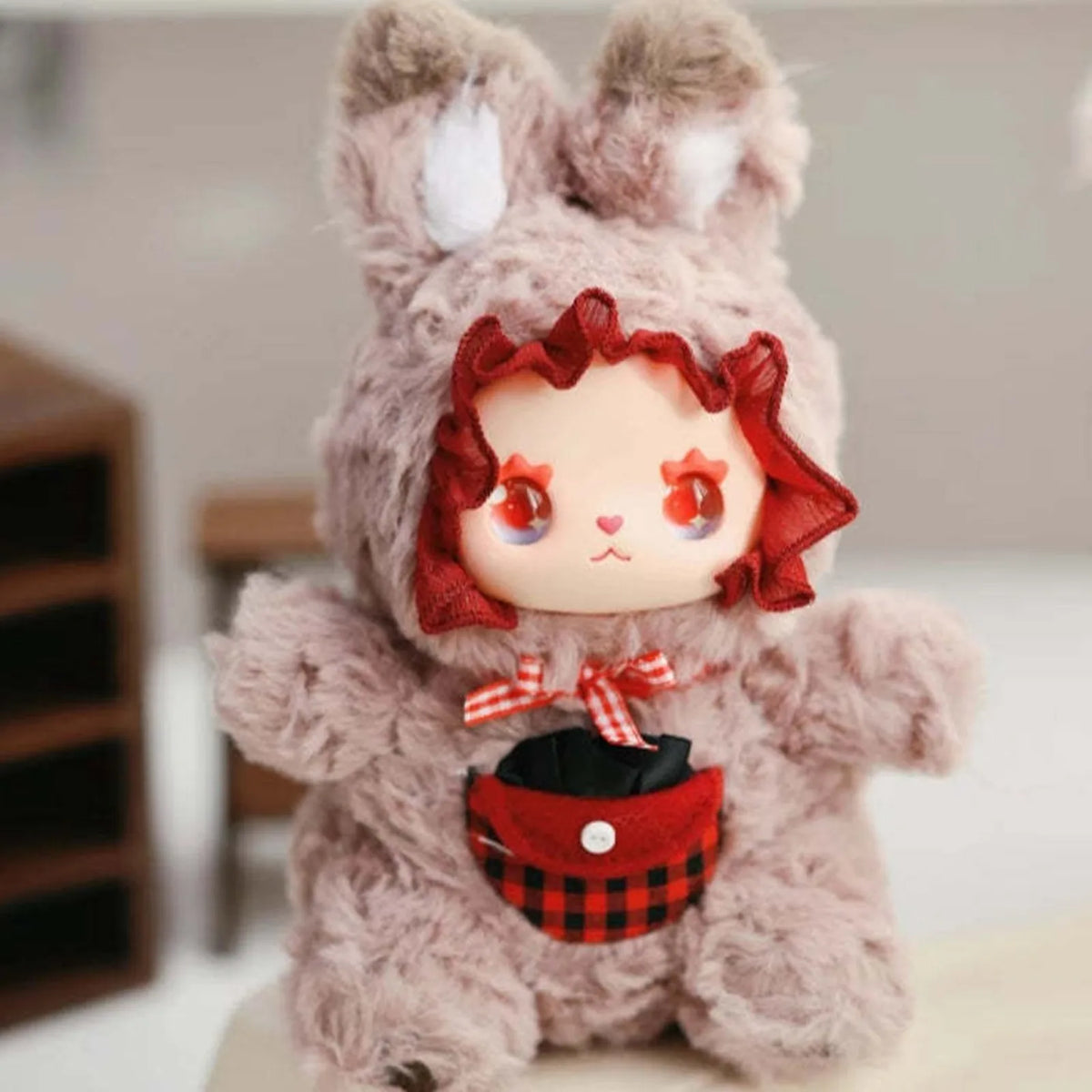Lovely Emma Pocket Zoo gray rabbit plush costume detail; example design