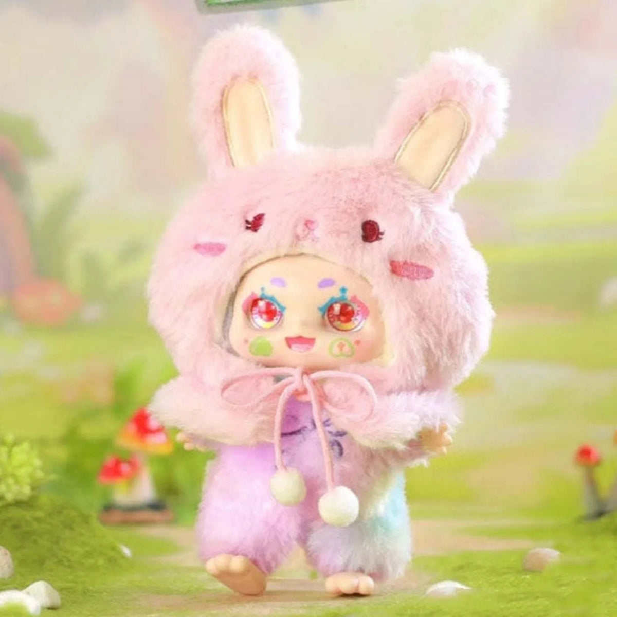Kimmon V8 I'm Mimon Wilderness Dream Series Plush Dolls, Blind Box — Pink rabbit-costume plush example; series example, not guaranteed selection