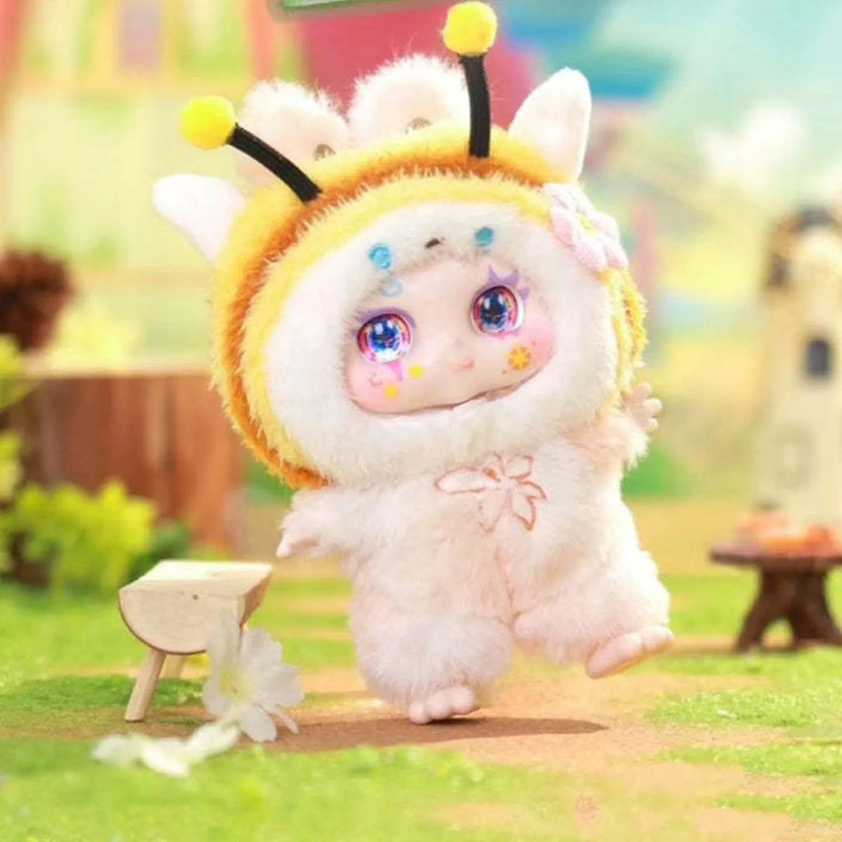 Kimmon V8 I'm Mimon Wilderness Dream Series Plush Dolls, Blind Box — Yellow bee-costume plush example; series example, not guaranteed selection