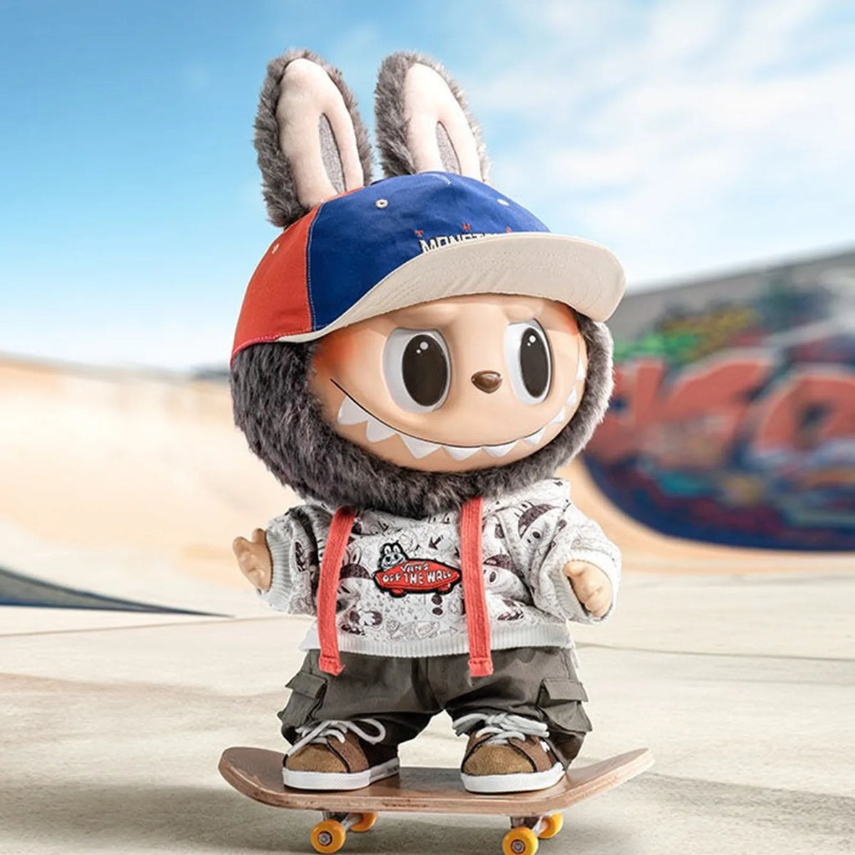 LABUBU Oldskool Monsters Forever — front display scene with skateboard prop
