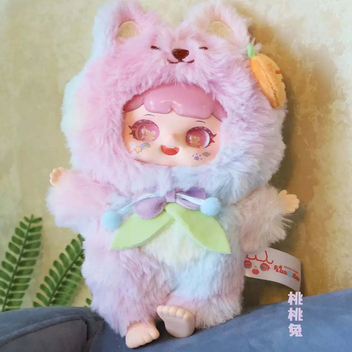 MANCHAO Mischievous Imp Plush Dolls, Blind Box — Pink rabbit-costume plush example; series example, not guaranteed selection