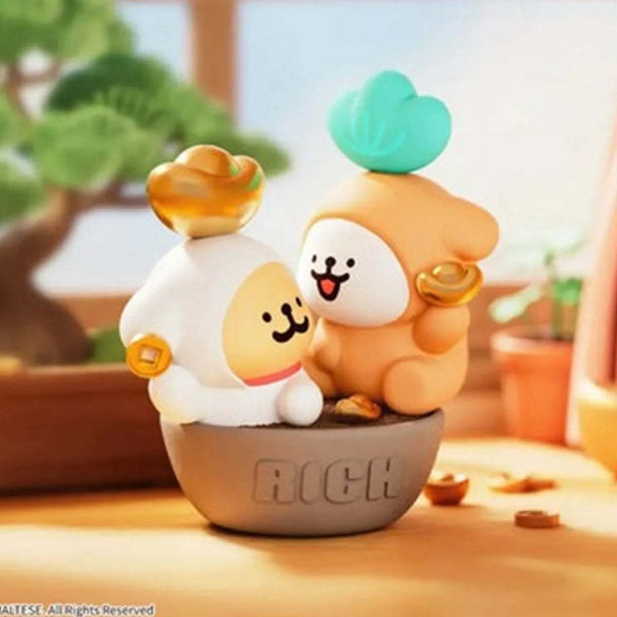 Maltese and Golden Retriever in a bowl — Evergreen Prosperity design example