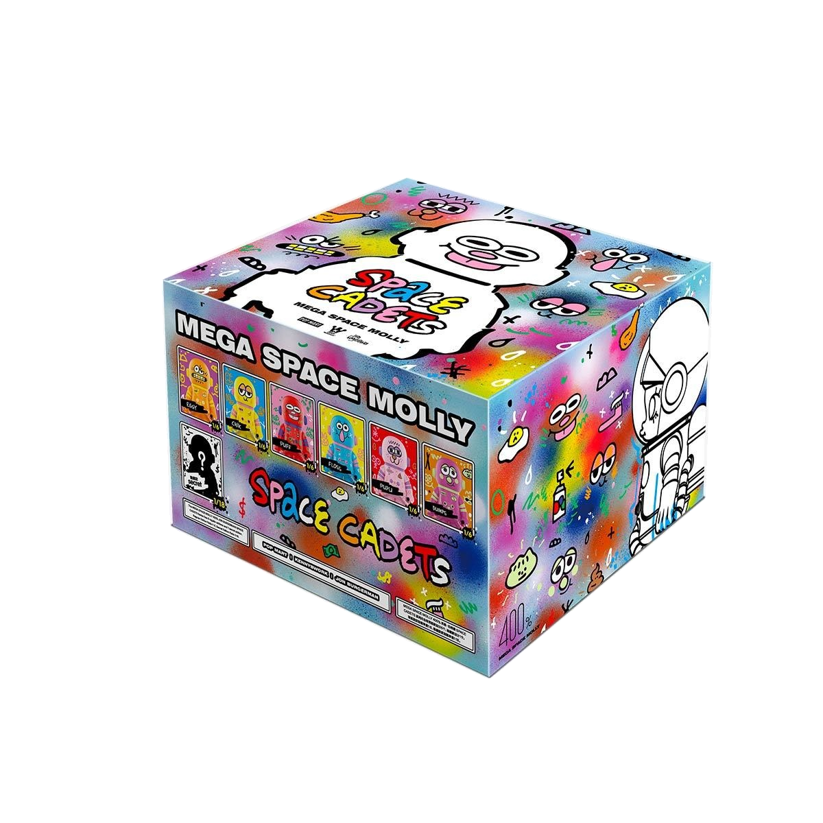 MEGA SPACE MOLLY Space Cadets — 1 SET (6 BOXES) option packaging reference; printed designs do not guarantee contents