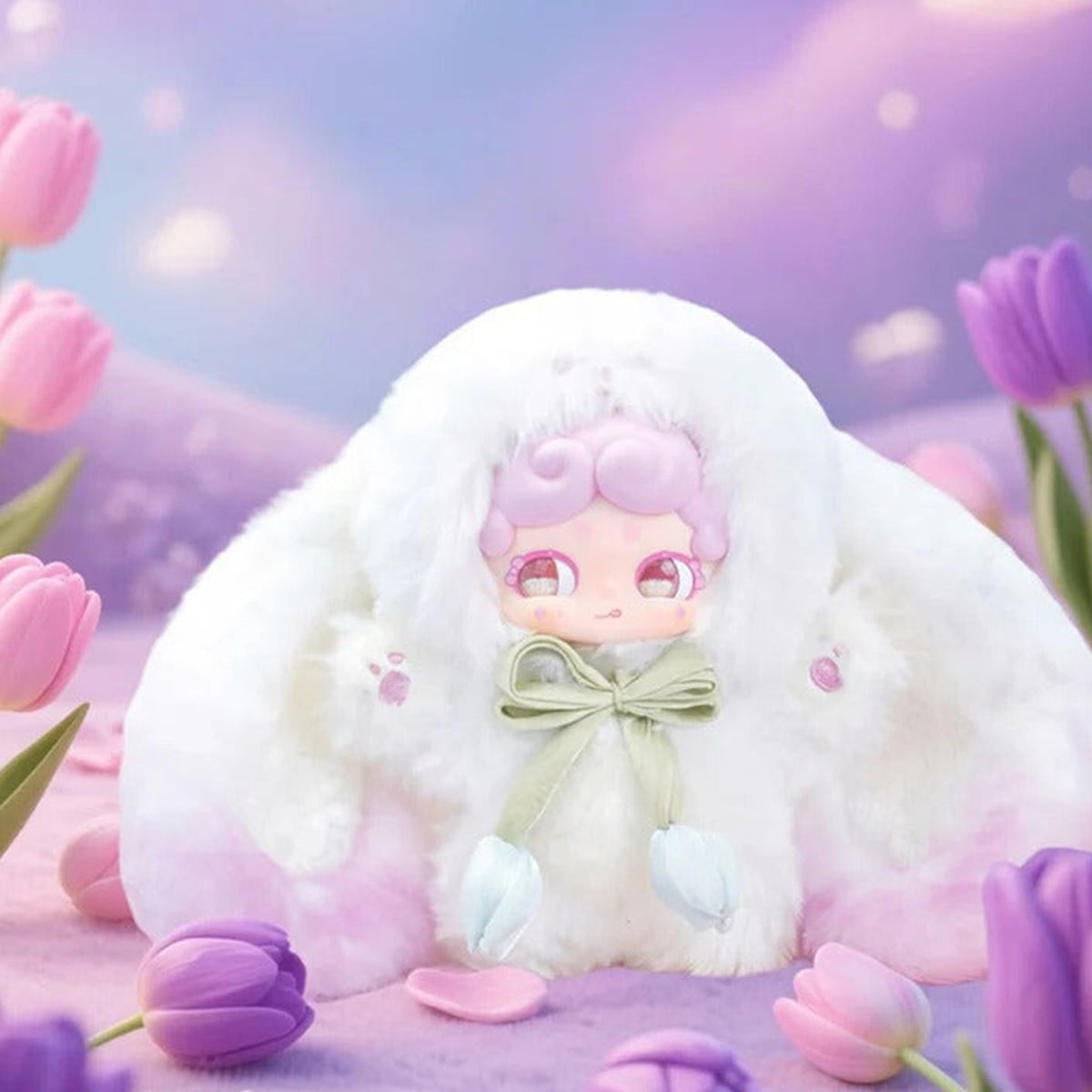 White-and-pastel Secret Garden plush doll design; exact series reference, random purchase does not guarantee pictured design