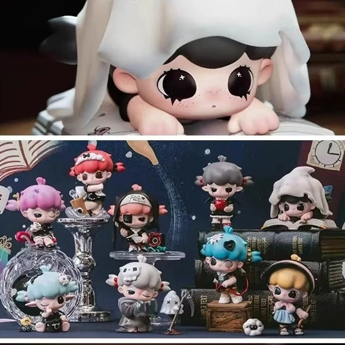 LULUMI The Rift Invitation series scene with an additional book-reading detail crop; assorted examples