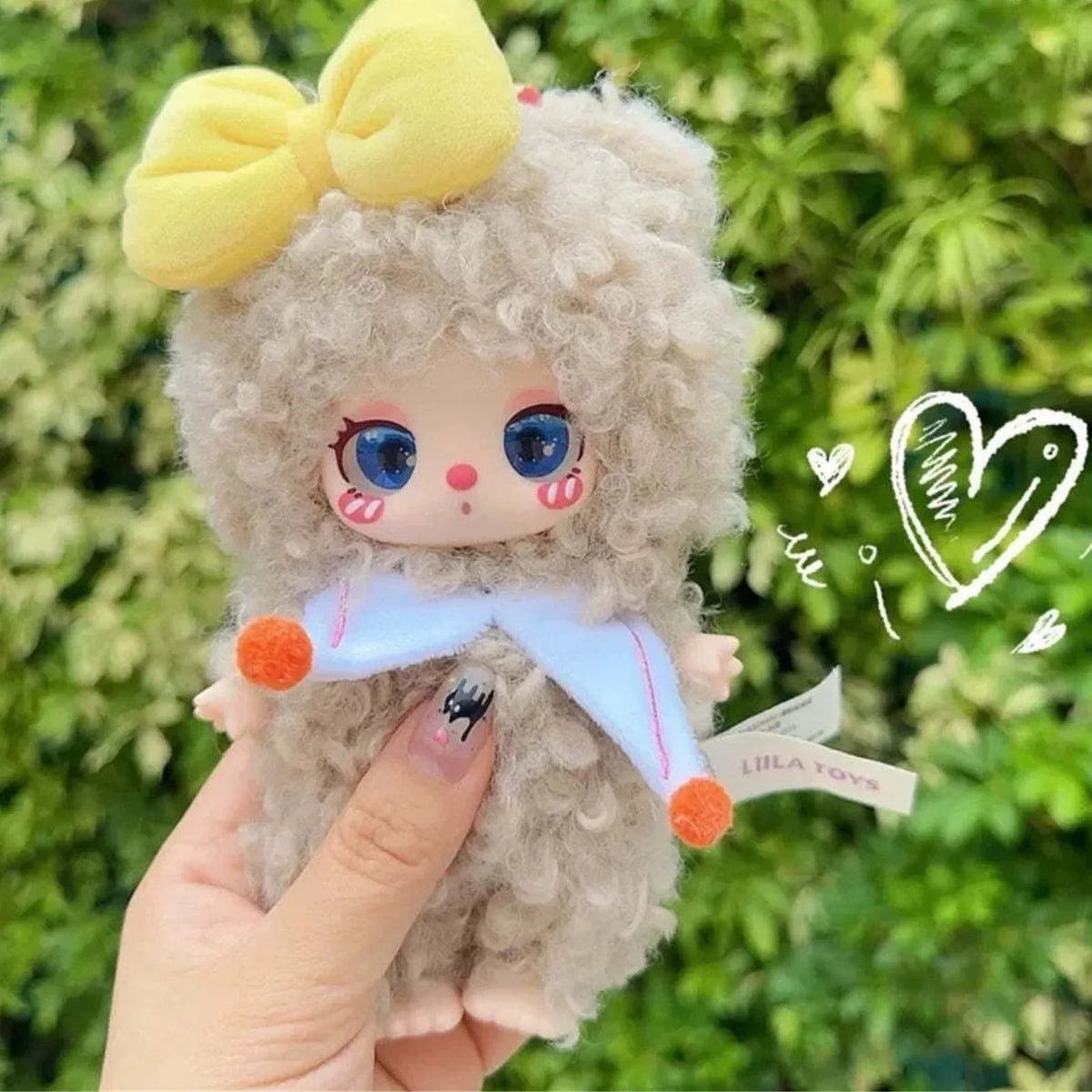 Gray LiiLa Lucky Cat V3 plush doll shown individually