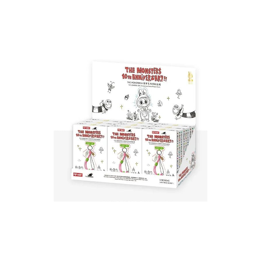 THE MONSTERS 10th Anniversary Series Phone Charm — packaged set of 9 boxes
