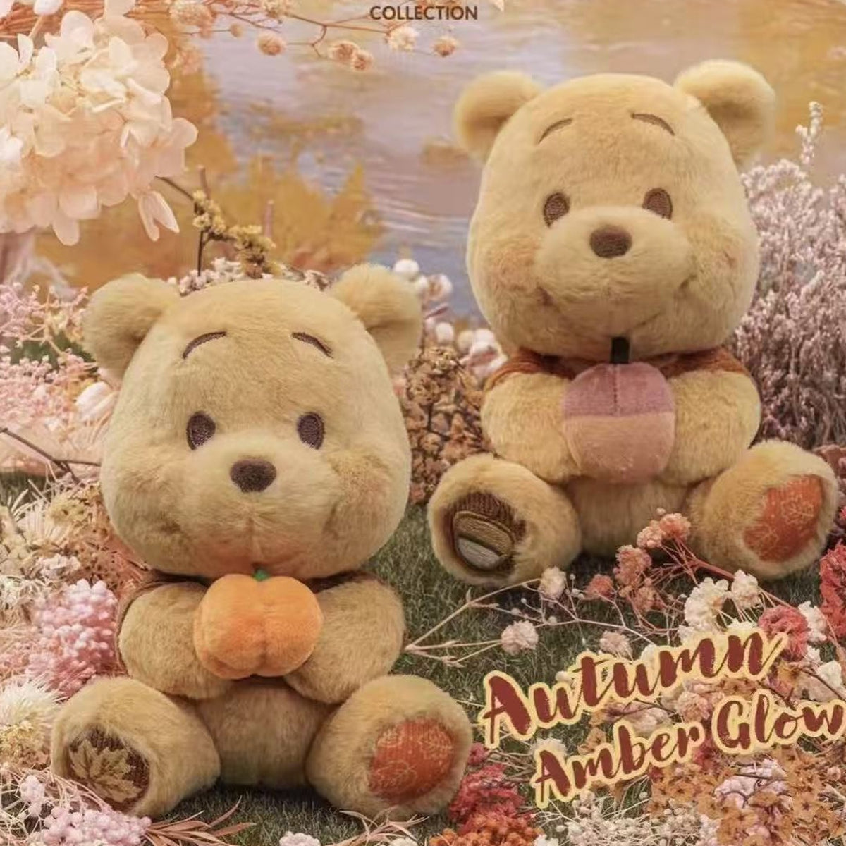 DSN Winnie the Pooh Bloom To Snow Series Cosbi Plush Keychain Collection Blind Box - Pooh Autumn Bloom To Snow plush keychain designs; illustrative series image, contents depend on purchase option