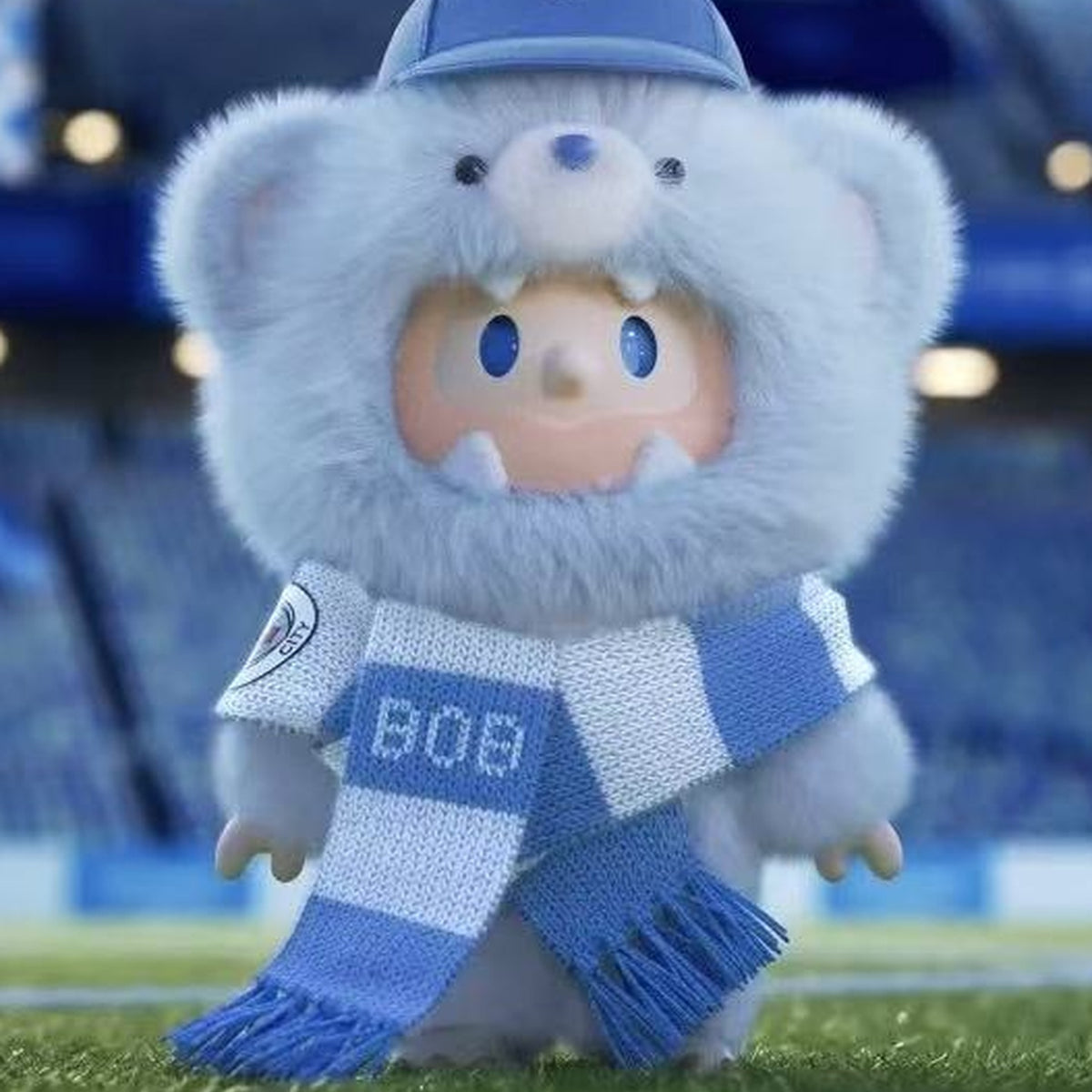 Farmer BOB Manchester City Bear Series Vinyl Plush Pendant - front outfit detail | KikiBuddies