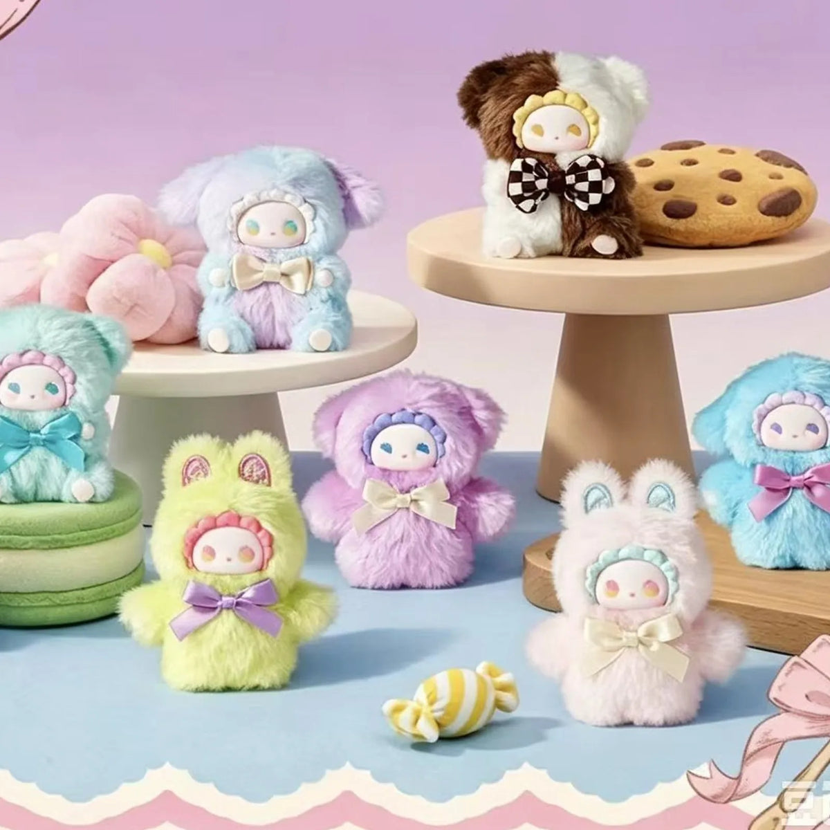 LUCKY EMMA Mini Series Plush Pendant Blind Box — LUCKY EMMA Mini group scene examples; series example, not guaranteed selection