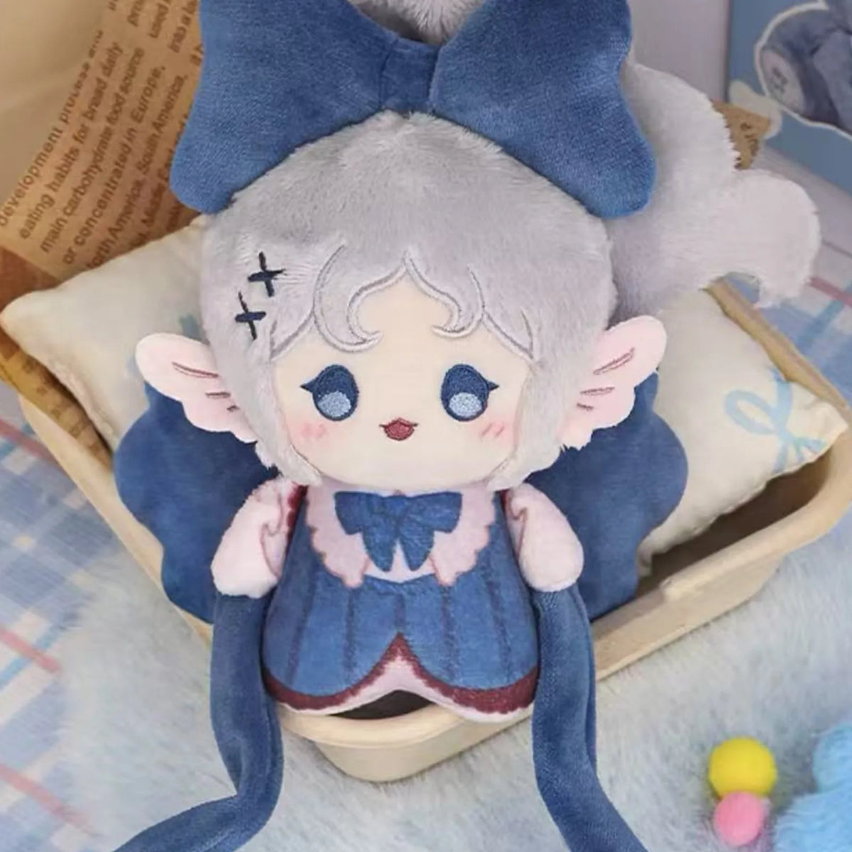 Lovely EMMA Lulubaby Series Plush Pendant Blind Box — Blue Lulubaby plush pendant close view; series example, not guaranteed selection