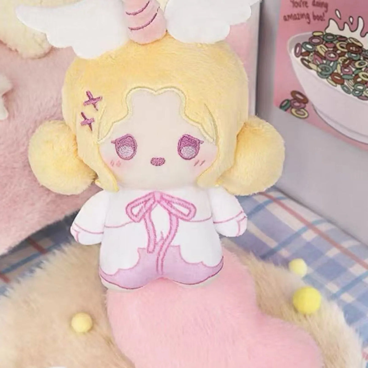Lovely EMMA Lulubaby Series Plush Pendant Blind Box — Yellow and pink Lulubaby plush example; series example, not guaranteed selection