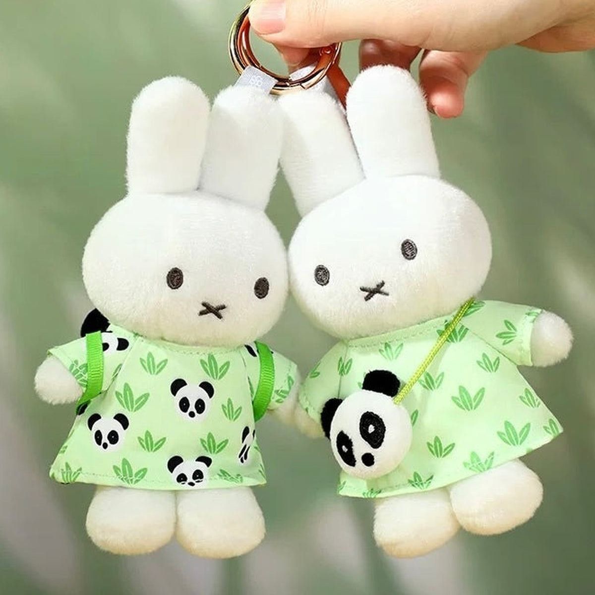 VIPO Miffy Panda Series Plush Pendant - paired handheld scene | KikiBuddies