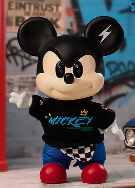 Complete Mickey OOTD black-shirt design example with both ears, face, body, hands and red shoes; random purchases do not guarantee this design