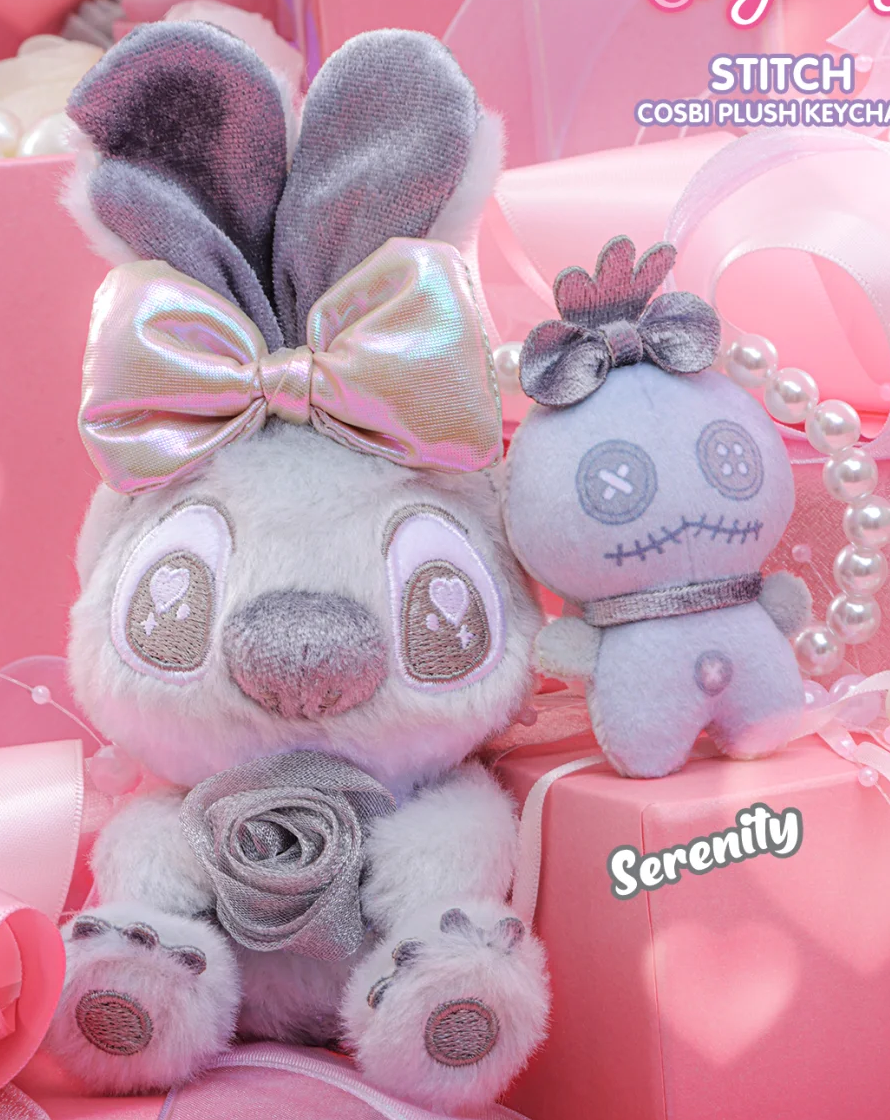 STITCH Lovey Rosey Serenity prototype example with complete ears, bow, face, body and feet; pictured characters do not define box quantity; random purchases do not guarantee this design