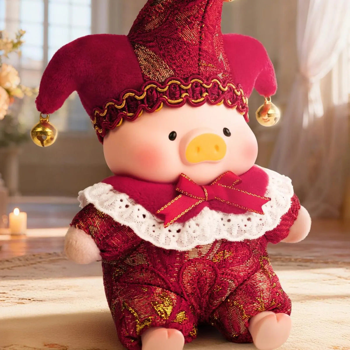 LuLu Triangel red jester-costume plush keychain; example design