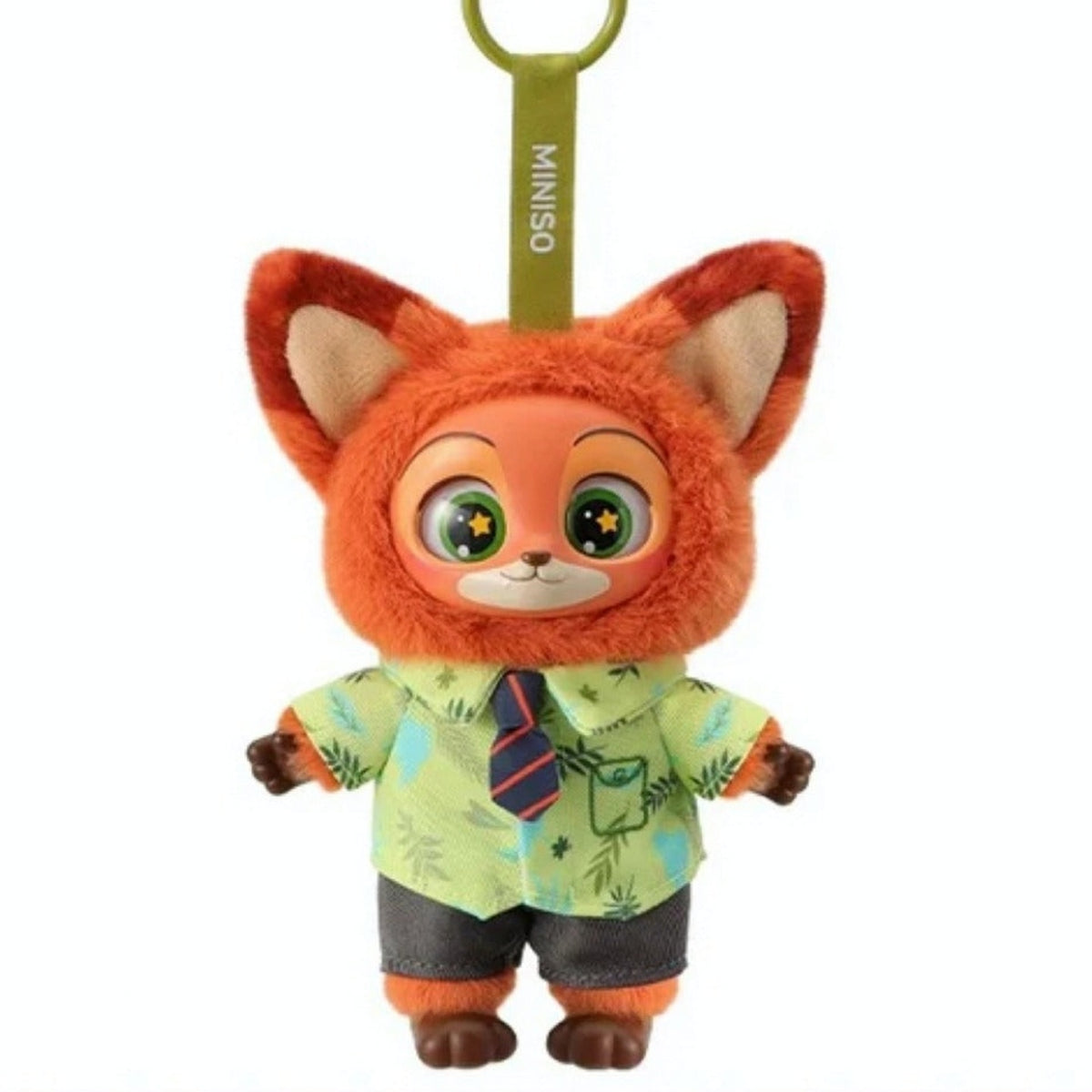 Miniso Zootopia Vinyl Plush Pendant Mystery Blind Box - Nick-style fox pendant in green shirt; illustrative series image, contents depend on purchase option