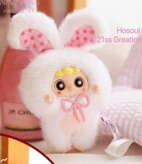 Complete MIGO white rabbit design example with both ears, face, body, hands and full lower outline; random purchases do not guarantee this design