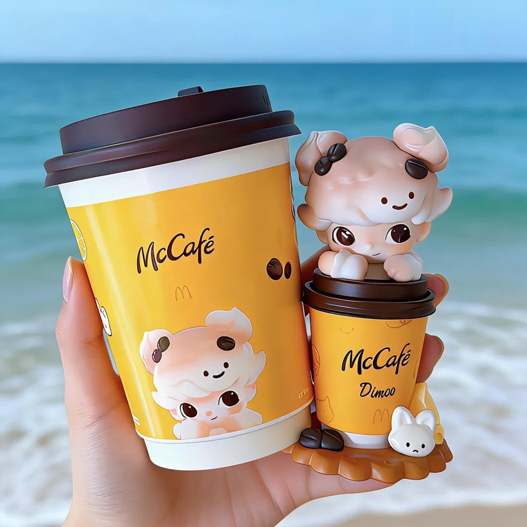 DIMOO McCAFE — figure beside a drink cup, scene reference only