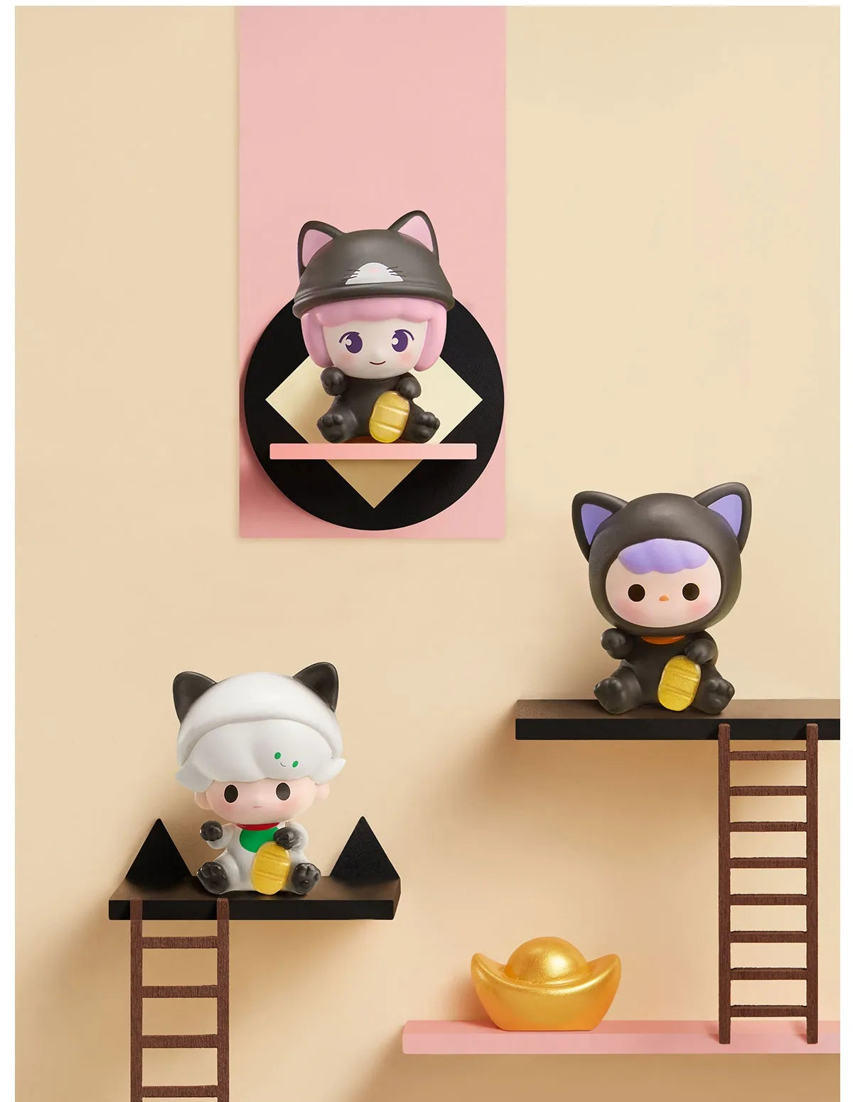 POP BEAN Lucky Cat series display reference; props and shown designs not guaranteed contents