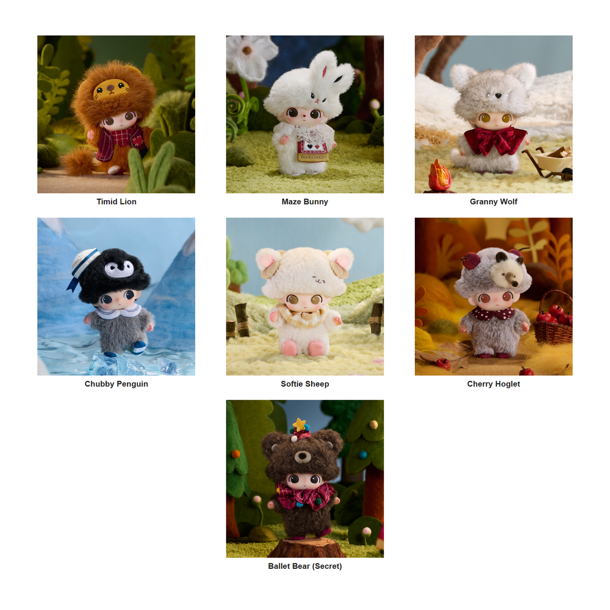 DIMOO The Secret Theatre Club seven-design lineup - six regular styles and Ballet Bear Secret