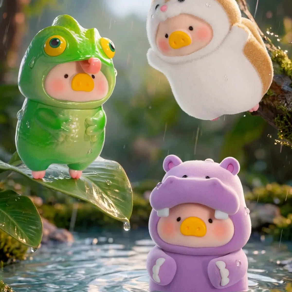 LuLu Animal Party 2 animal-costume figure series in a forest display setting