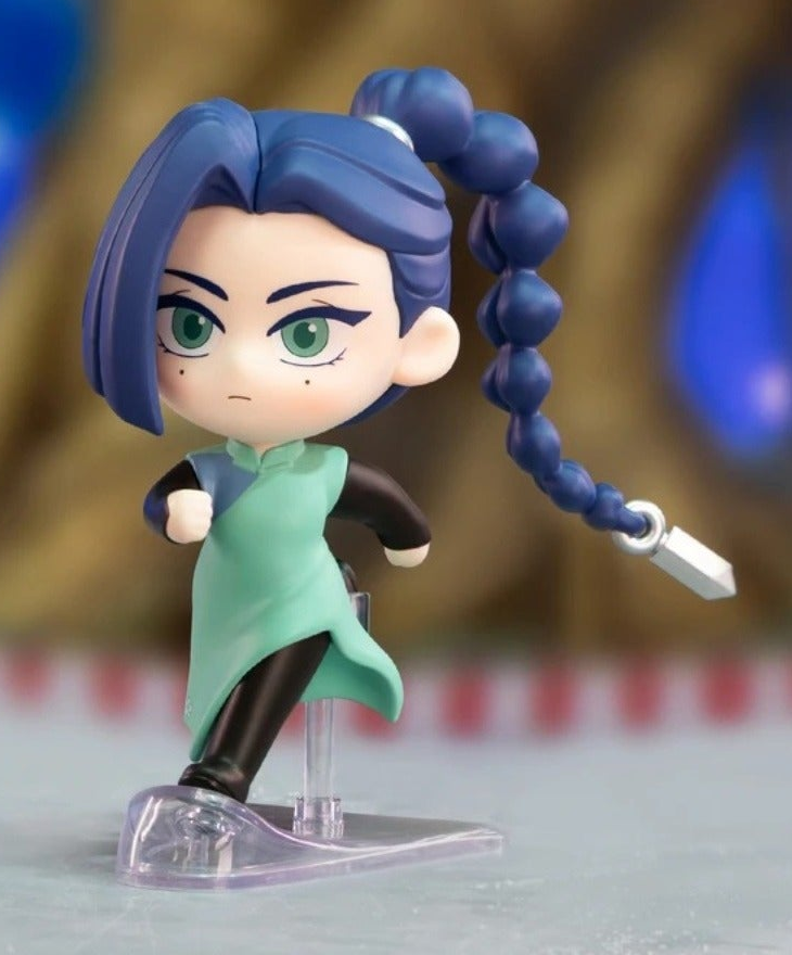 Thirteen confirmed figure full view with complete hair, braid end ornament, outfit, foot and clear figure support; original source photograph