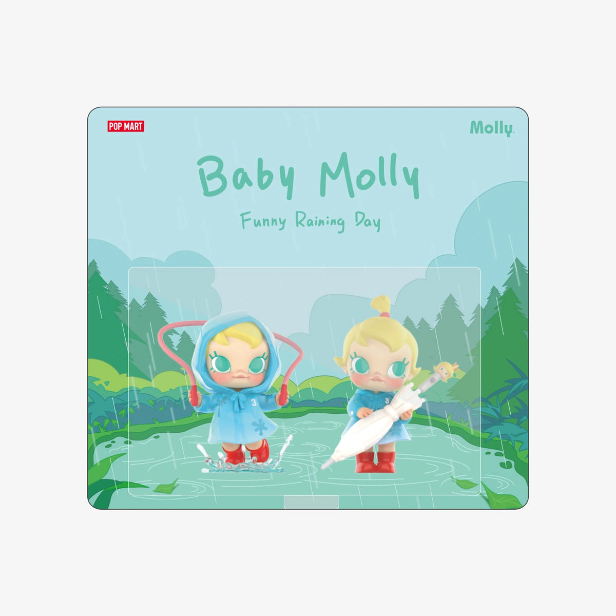 Baby Molly Funny Raining Day one clear blister package containing Umbrella and Jump Rope, two figures
