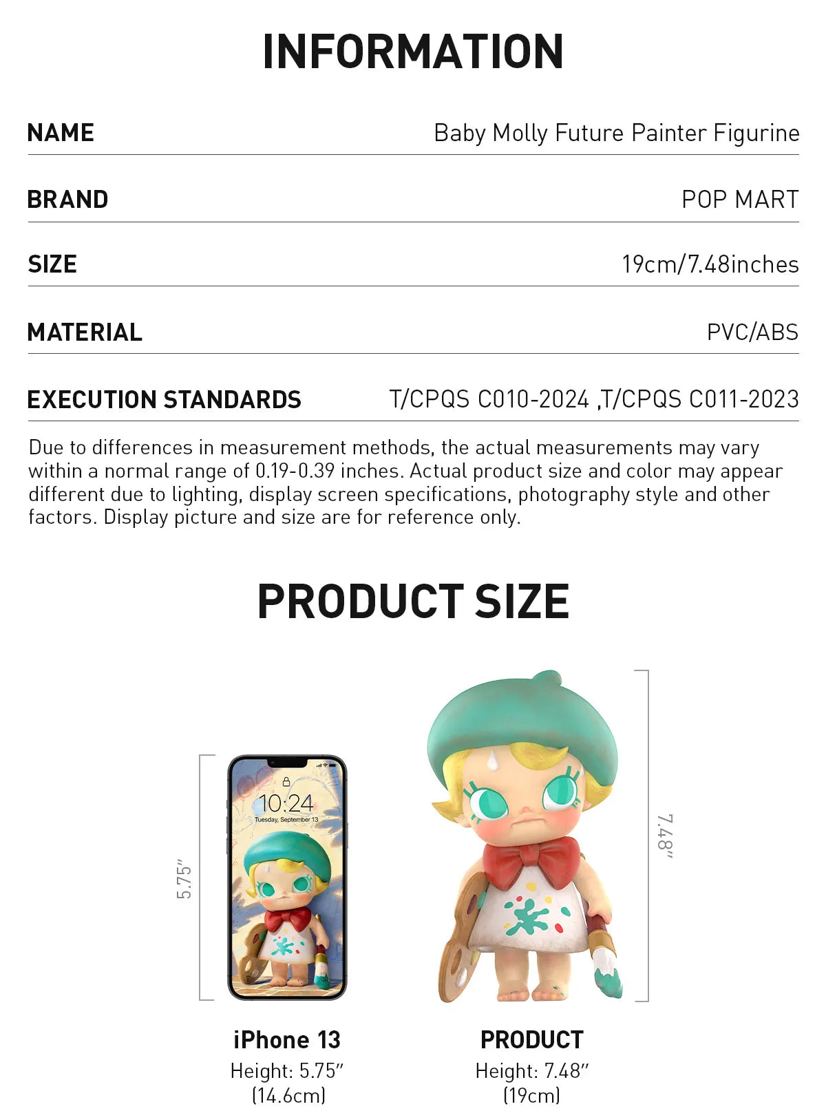 English 19 cm size and PVC ABS guide for Baby MOLLY Future Painter; phone not included