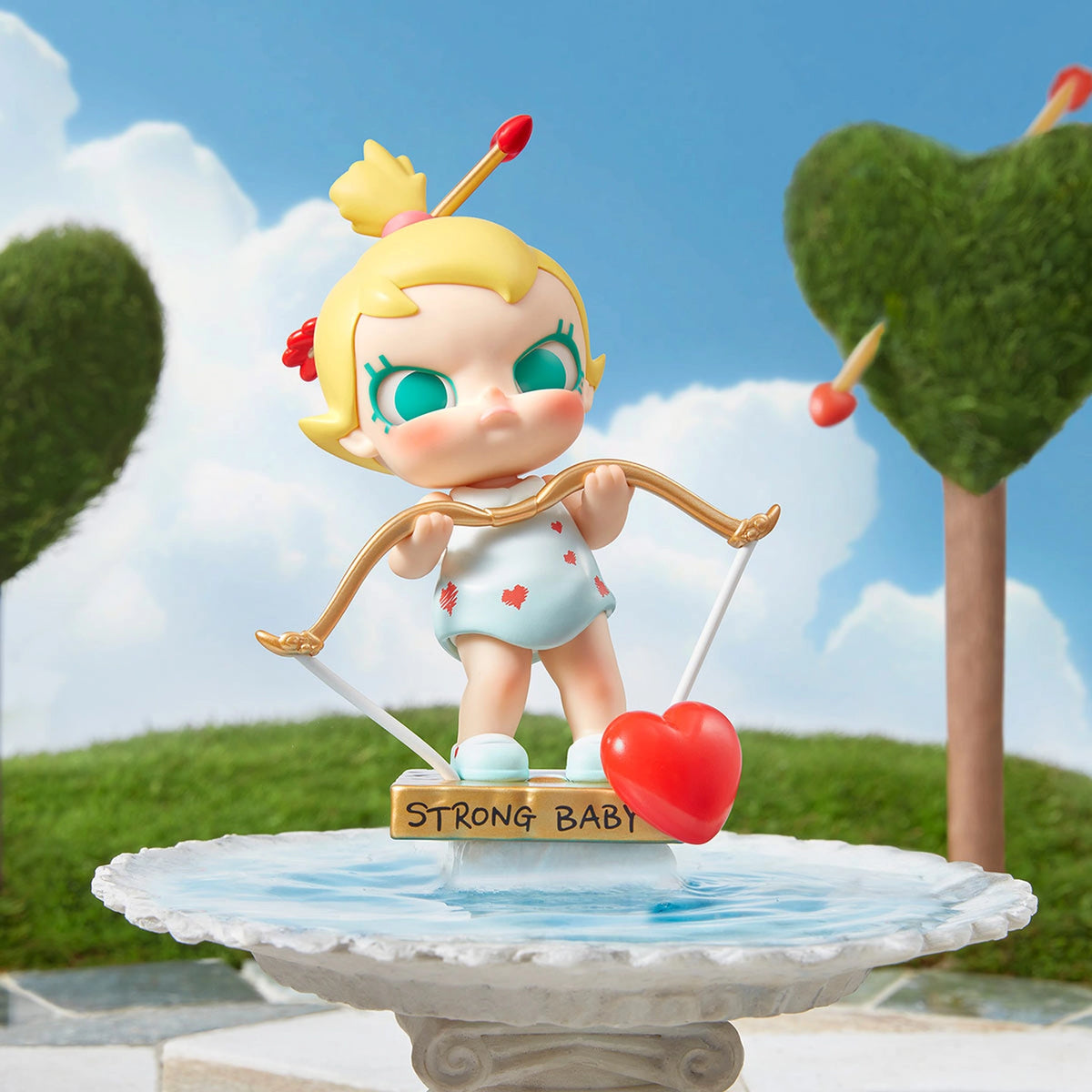 Baby Molly Little God of Love figure in original scene; pedestal and surrounding props not included
