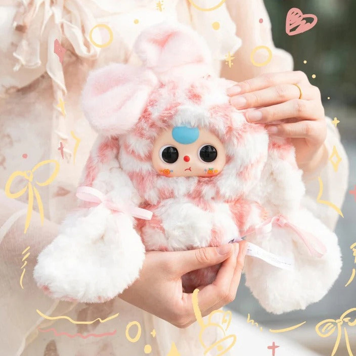 Baby Three-Bunny Return Series Plush Dolls, Blind Box - Pink and white Bunny Return plush held for scale reference; illustrative series image, contents depend on selected purchase option