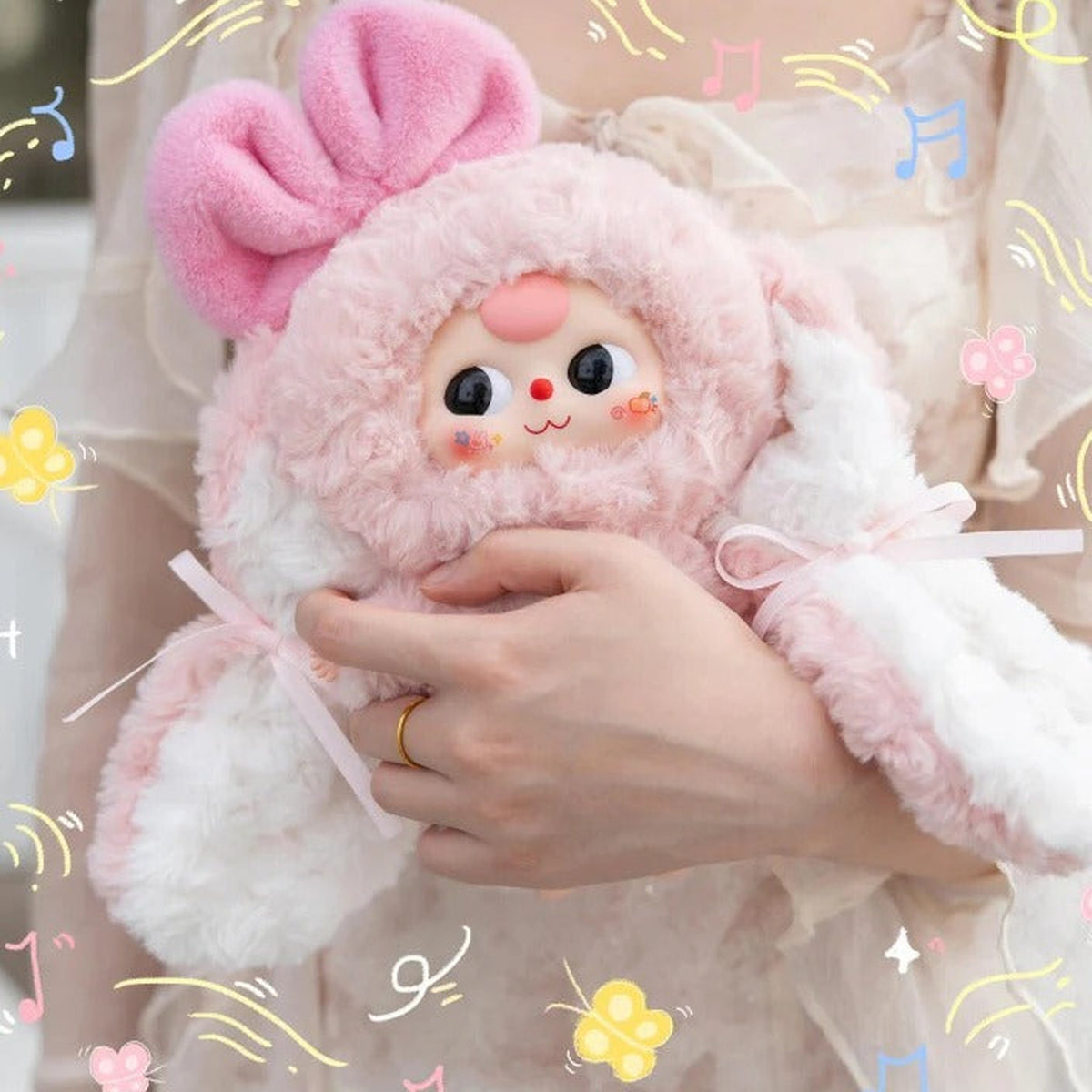Baby Three-Bunny Return Series Plush Dolls, Blind Box - Pink Bunny Return plush detail; illustrative series image, contents depend on selected purchase option