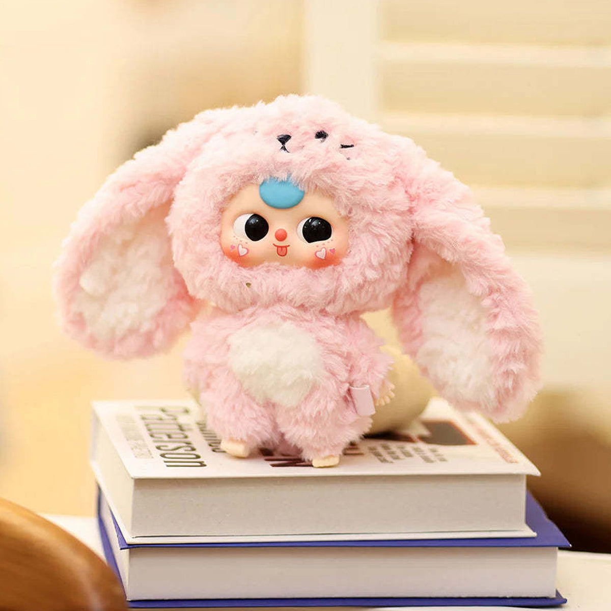 Baby Three V3 pink plush complete figure example; books are display props
