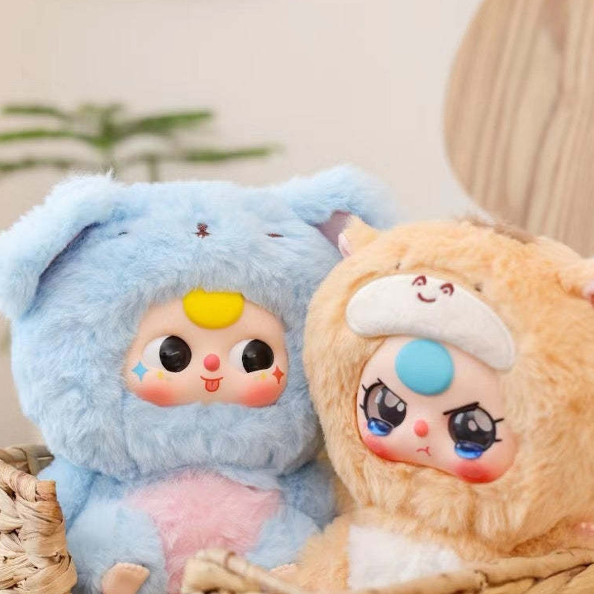 Baby Three Twelve Chinese Zodiac Series Plush Blind Box - Blue and orange Chinese Zodiac plush examples; illustrative series image, contents depend on selected purchase option