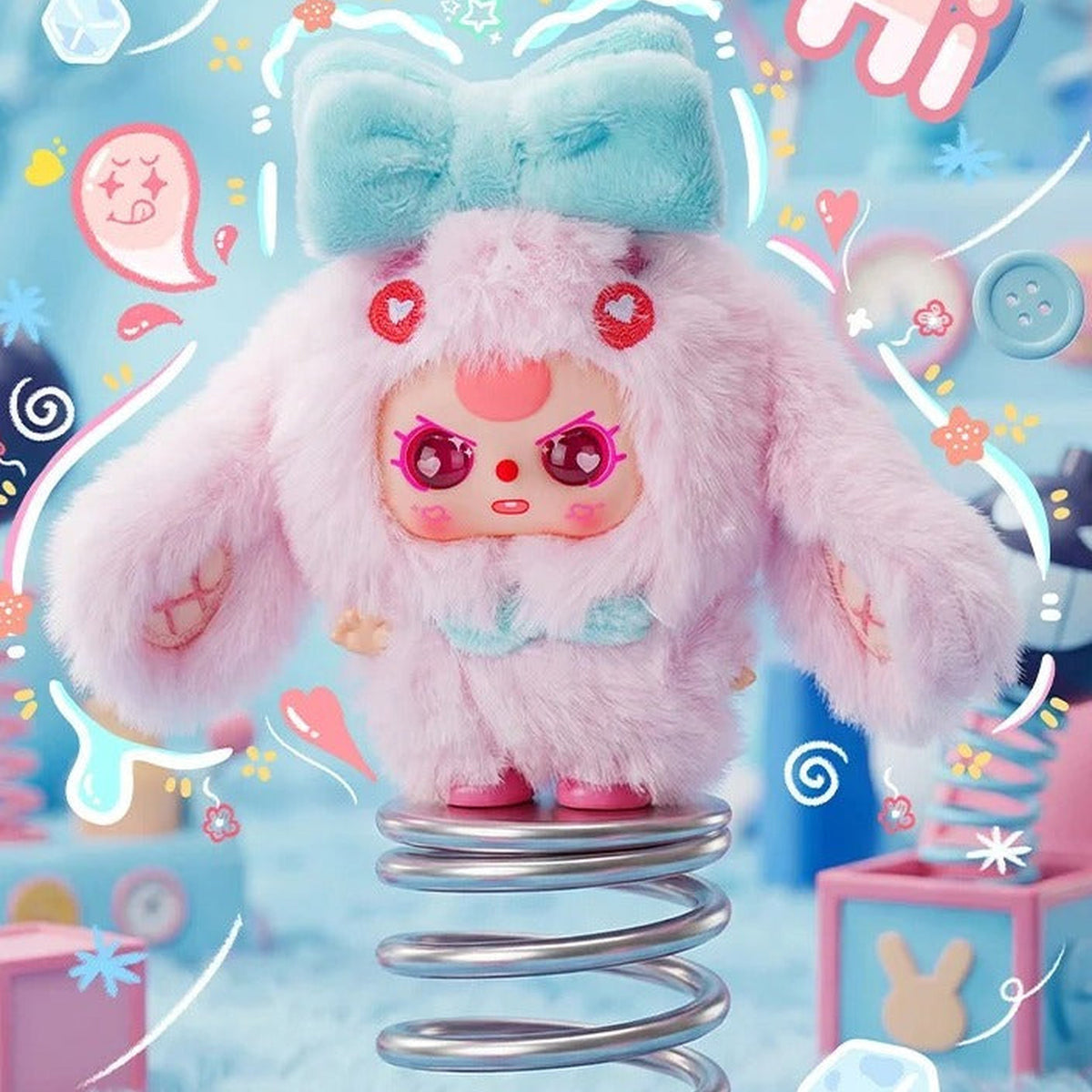 Baby Three Weirdly Adorable Series Mini Plush Blind Box - Pink bow plush detail; illustrative series image, contents depend on selected purchase option