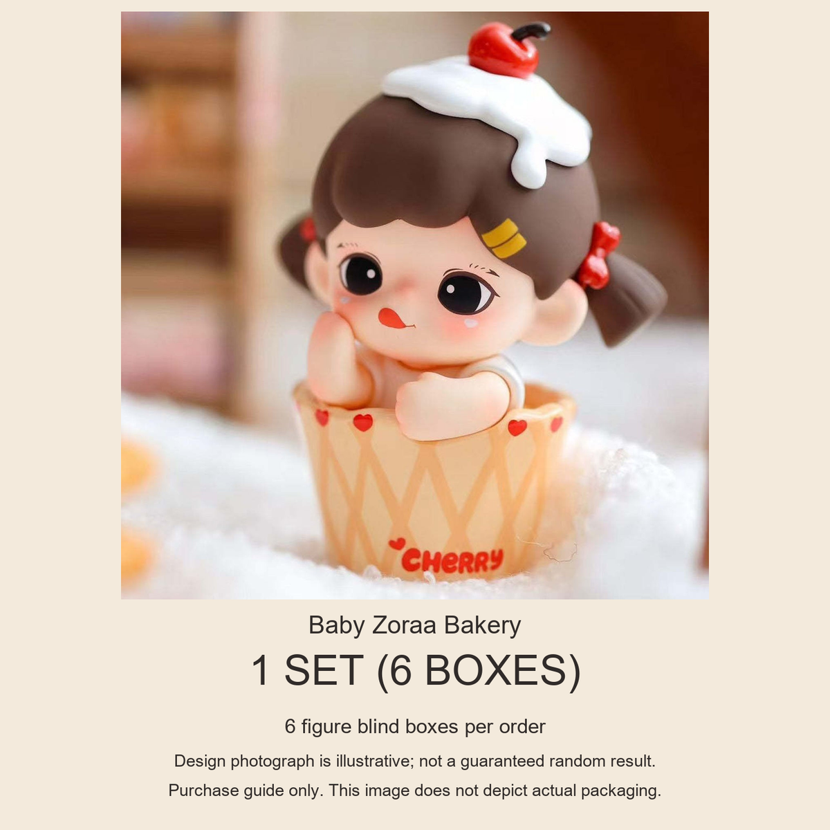 Baby Zoraa Bakery purchase guide: 6 figure blind boxes; design reference, not actual packaging