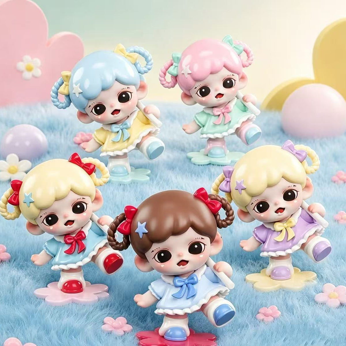 Baby Zoraa Candy Playhouse Mini Series Collectible Figure Blind Box - Series outdoor display with complete central Baby Zoraa figure examples; random design not guaranteed