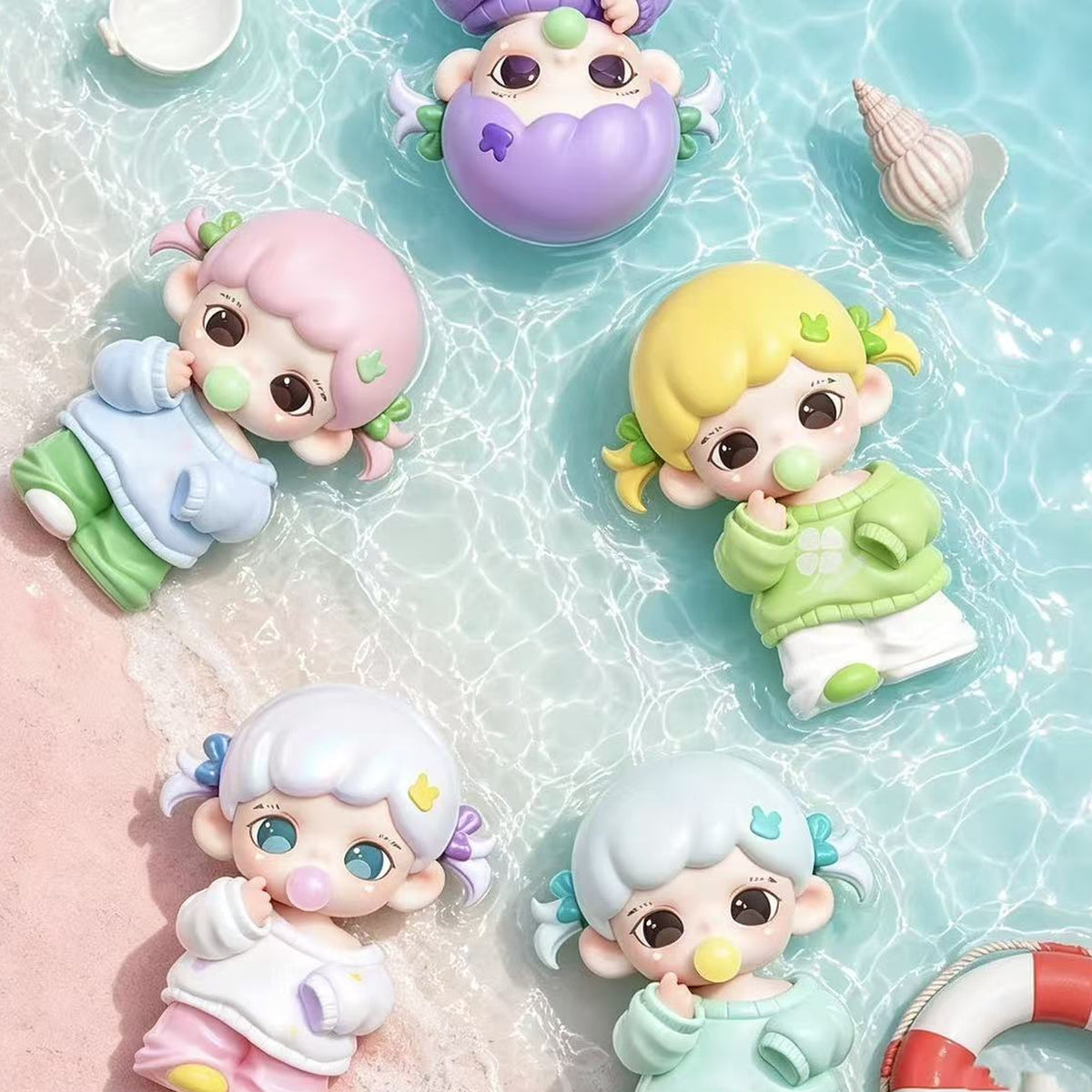 Baby Zoraa Candy Playhouse Mini Series Collectible Figure Blind Box - Series water scene display with complete central Baby Zoraa figure examples; random design not guaranteed