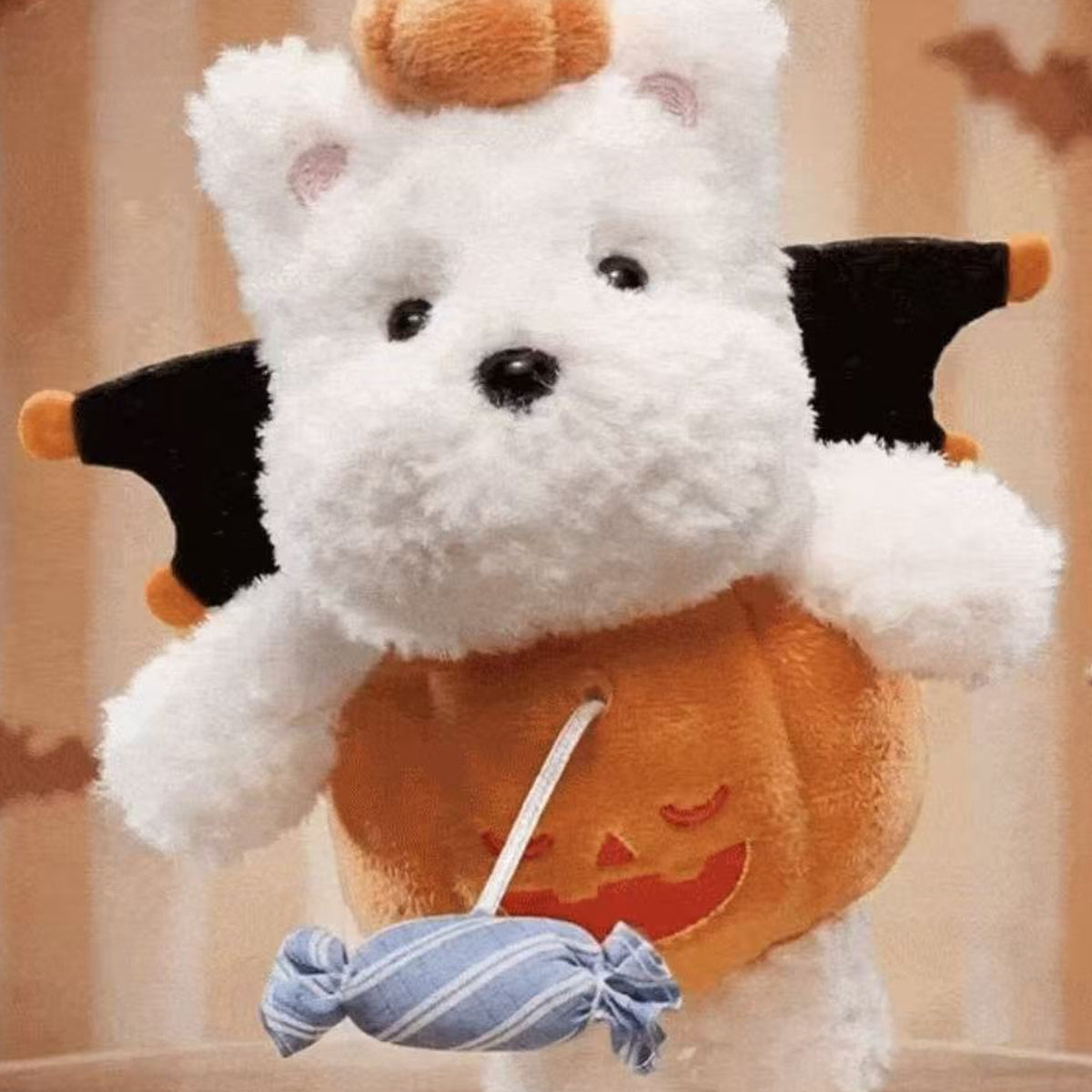 Babycare Puppy Wonder Circus Series Plush Pendant Blind Box - Pumpkin-costume puppy plush pendant detail with upper hat cropped; random design not guaranteed