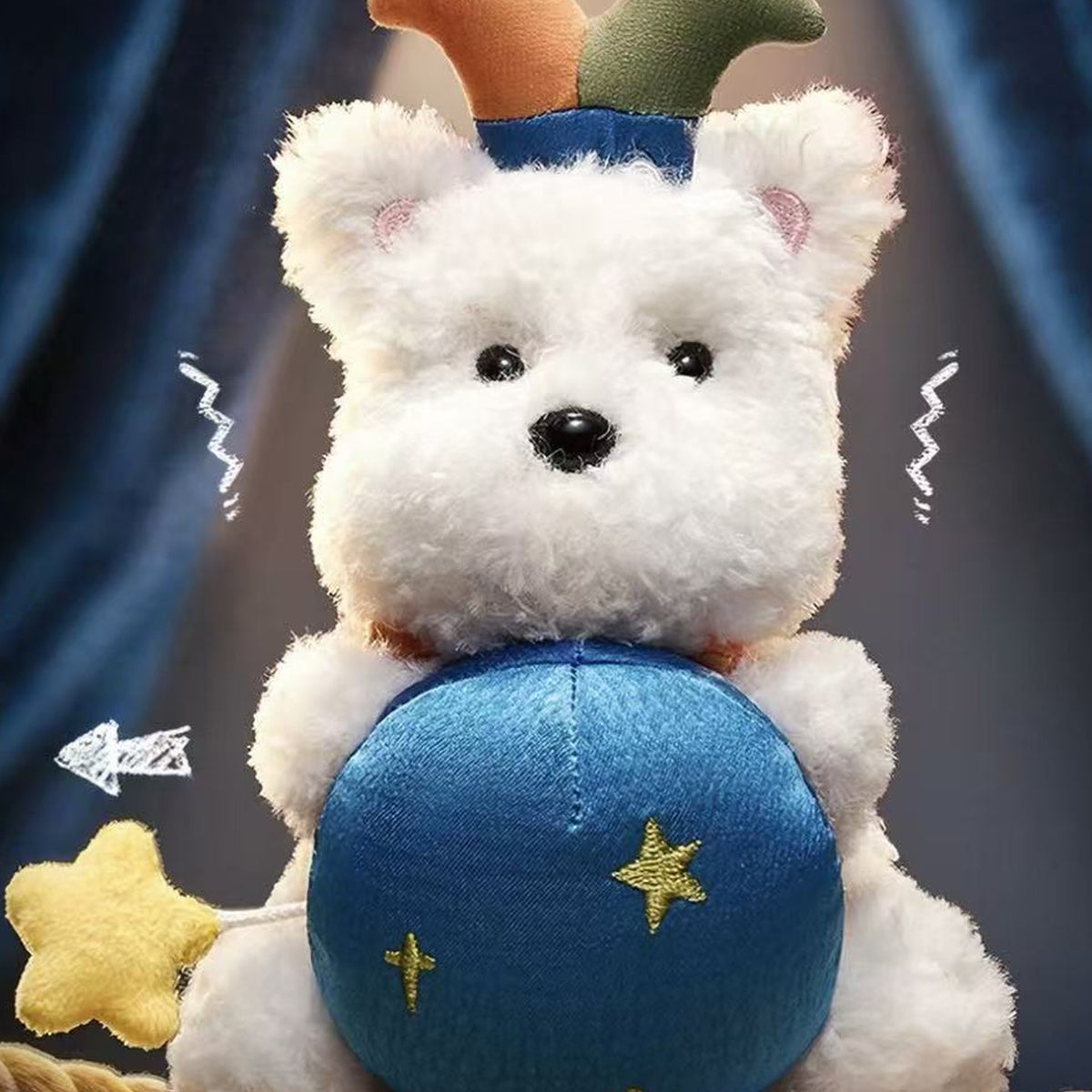 Babycare Puppy Wonder Circus Series Plush Pendant Blind Box - Blue-ball puppy plush pendant detail with upper hat and lower body cropped; random design not guaranteed