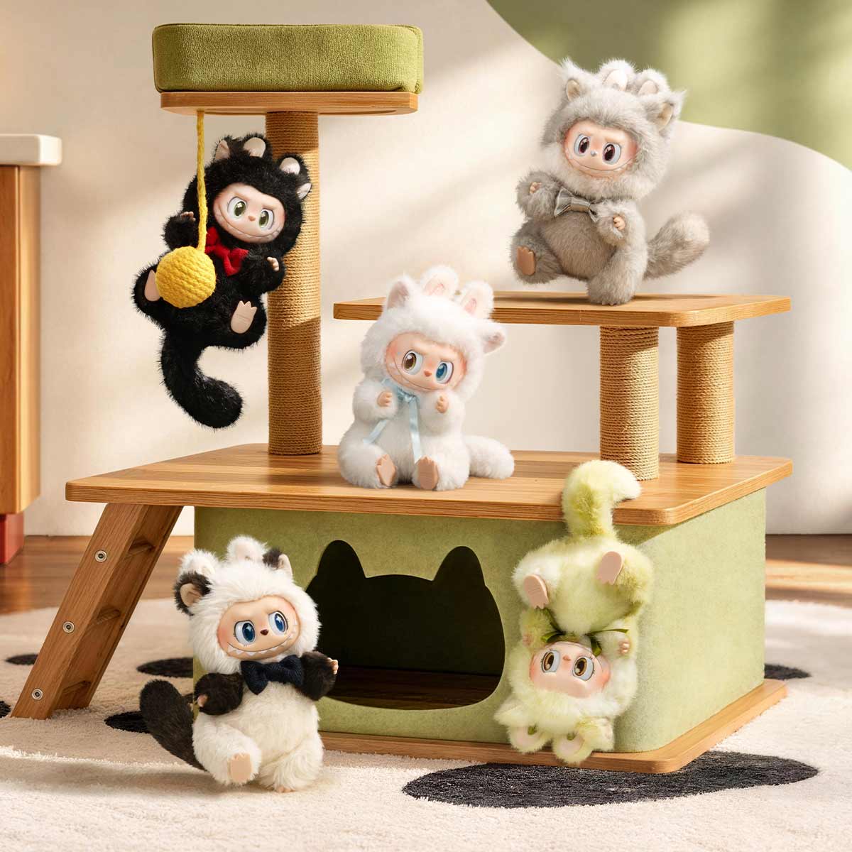 THE MONSTERS CAT MODE ON vinyl plush pendants displayed together; designs sold by the selected purchase option