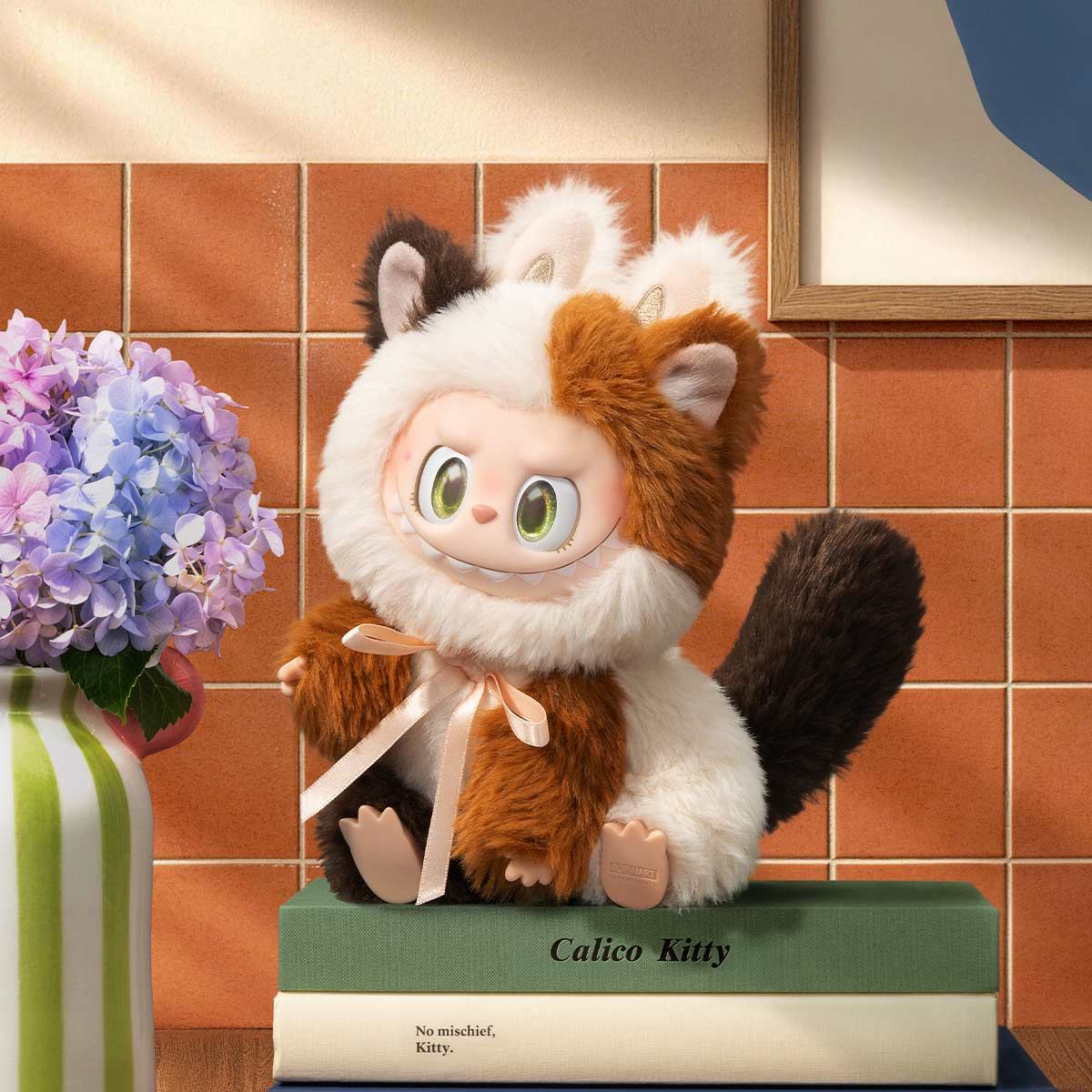 THE MONSTERS CAT MODE ON Calico Kitty vinyl plush pendant in its original product scene; props not included
