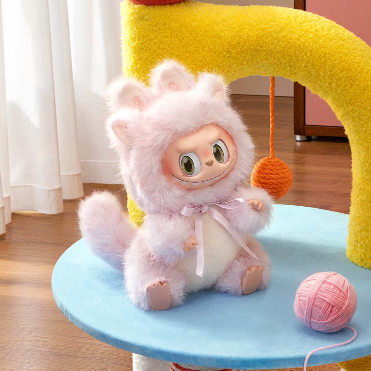 THE MONSTERS CAT MODE ON Strawberry Kitty vinyl plush pendant in its original product scene; props not included