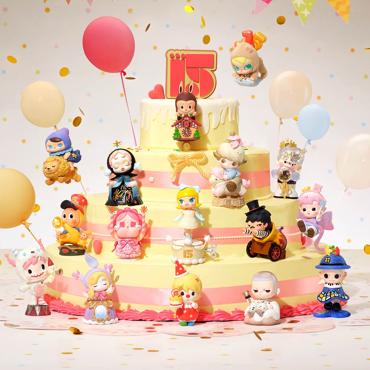 Celebrating the Moment POP MART 15th Anniversary Figures - Series design examples; random selection, not all pictured designs in one box