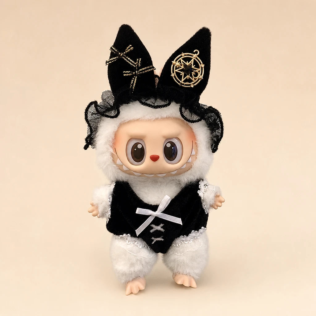Chic Wildcat Gothic Lace Vest & Headband Set For Labubu — 17cm - main product card | KikiBuddies